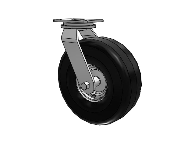 HD Raceway 14"x5.3" Black Pneumatic Caster with 7.25"x5.25" Plate