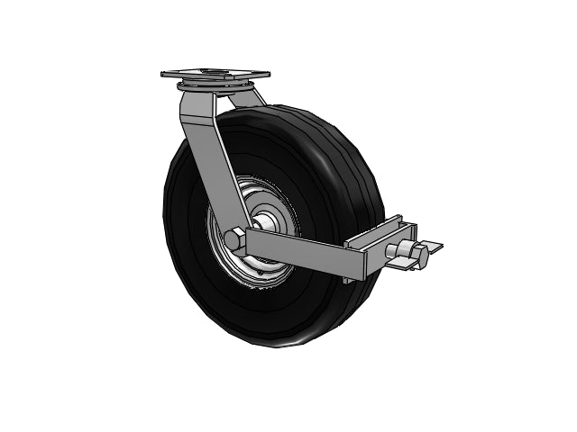 HD Raceway 18"x5.7" Black Pneumatic Caster with Top Lock and 7.25"x5.25" Plate