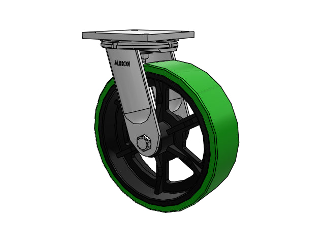 Super-Duty TRL 16"x5" Thick Polyurethane-on-Iron Wheel Caster with 8.5"x8.5" Plate