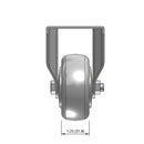 Top dimensioned CAD view of a Pemco Casters 3" x 1.25" wide wheel Rigid caster with 2-5/8" x 3-3/4" top plate, without a brake, Thermo-Urethane wheel and 270 lb. capacity part