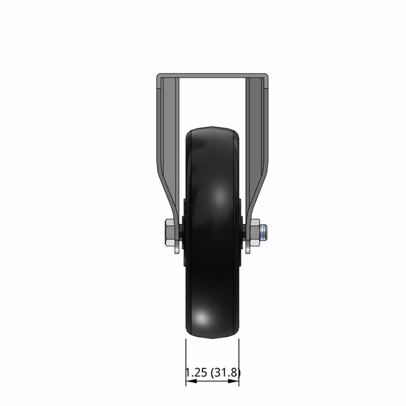 5"x1.25" Polyolefin Wheel Rigid Standard Plate Caster
