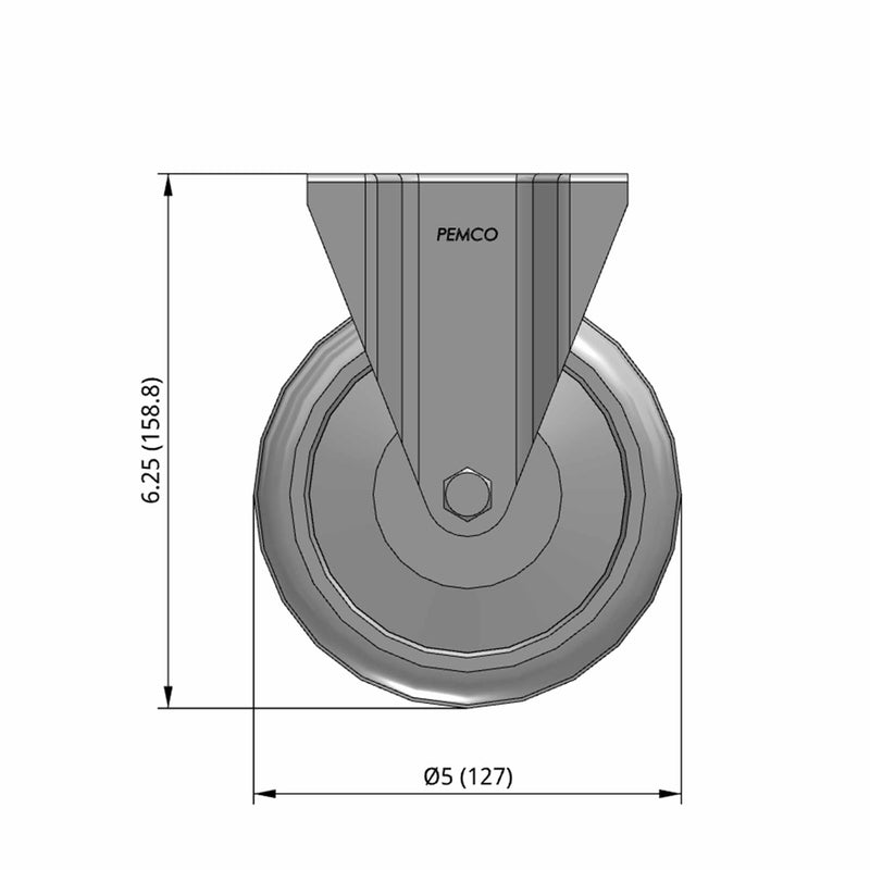 5"x1.25" TPR Ball Bearing Wheel Rigid Standard Plate Caster
