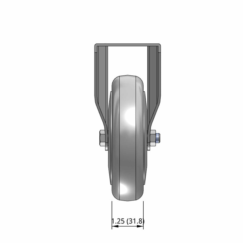 5"x1.25" TPU Ball Bearing Wheel Rigid Standard Plate Caster