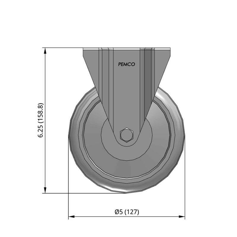 5"x1.25" TPU Ball Bearing Wheel Rigid Standard Plate Caster