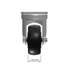Top dimensioned CAD view of a Pemco Casters 3" x 1.25" wide wheel Swivel caster with 2-5/8" x 3-3/4" top plate, without a brake, Polypropylene wheel and 270 lb. capacity part