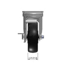 Top dimensioned CAD view of a Pemco Casters 4" x 1.25" wide wheel Swivel caster with 2-5/8" x 3-3/4" top plate, with a side locking brake, Polypropylene wheel and 300 lb. capacity part