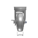 Top dimensioned CAD view of a Pemco Casters 4" x 1.25" wide wheel Swivel caster with 2-5/8" x 3-3/4" top plate, with a side locking brake, Thermo-Urethane wheel and 275 lb. capacity part