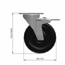 5"x1.25" Polyolefin Wheel Standard Plate Total Lock Caster