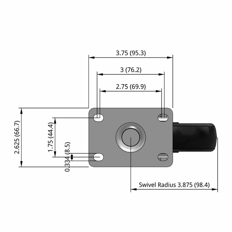 5"x1.25" Polyolefin Wheel Standard Plate Swivel Caster