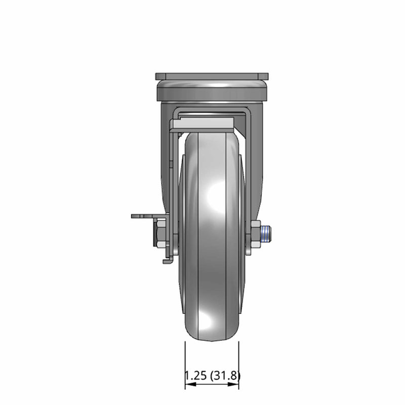 5"x1.25" TPR BB Wheel Standard Plate Side Locking Caster