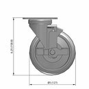 5"x1.25" TPR BB Wheel Standard Plate Side Locking Caster