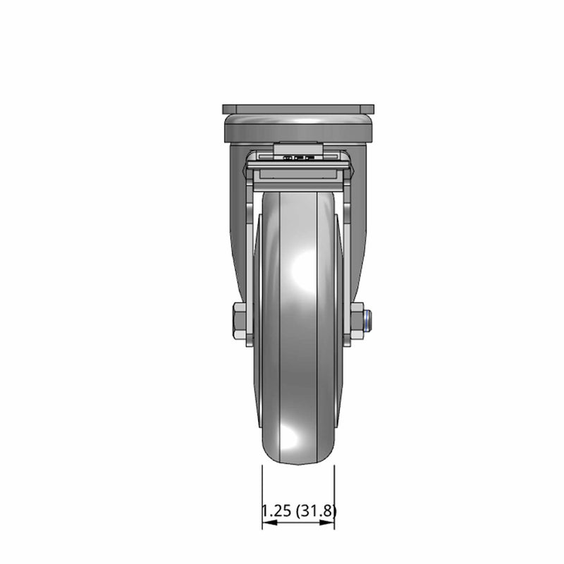 5"x1.25" TPR BB Wheel Standard Plate Total Lock Caster