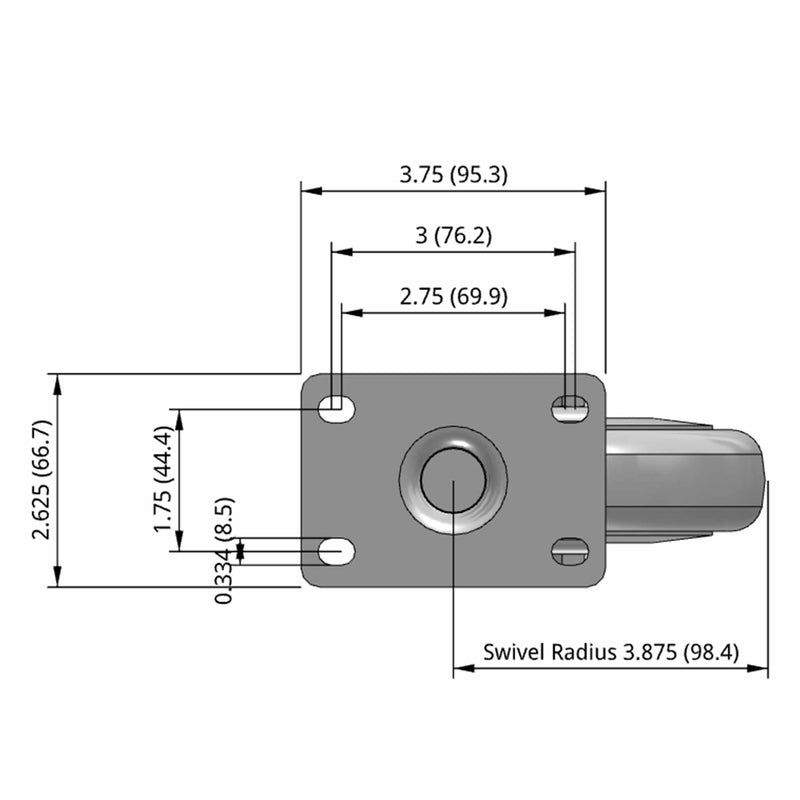 5"x1.25" TPR BB Wheel Standard Plate Swivel Caster