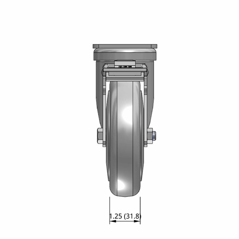 5"x1.25" TPU BB Wheel Standard Plate Total Lock Caster