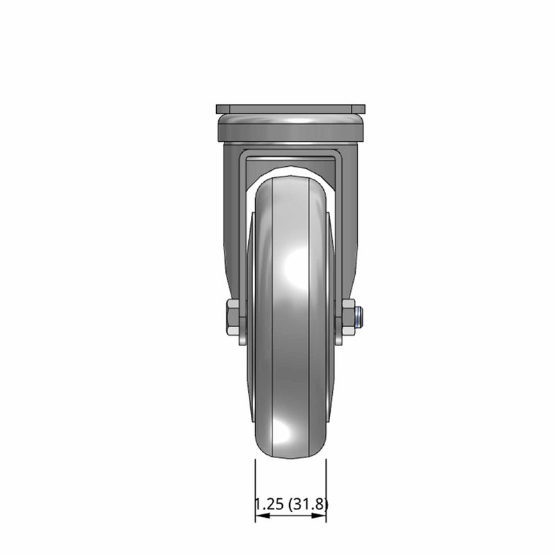 5"x1.25" TPU BB Wheel Standard Plate Swivel Caster