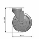 5"x1.25" TPU BB Wheel Standard Plate Swivel Caster