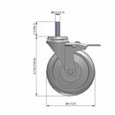 5"x1.25" TPU BB Wheel 1/2"x1.5" Threaded Stem Total Lock Caster