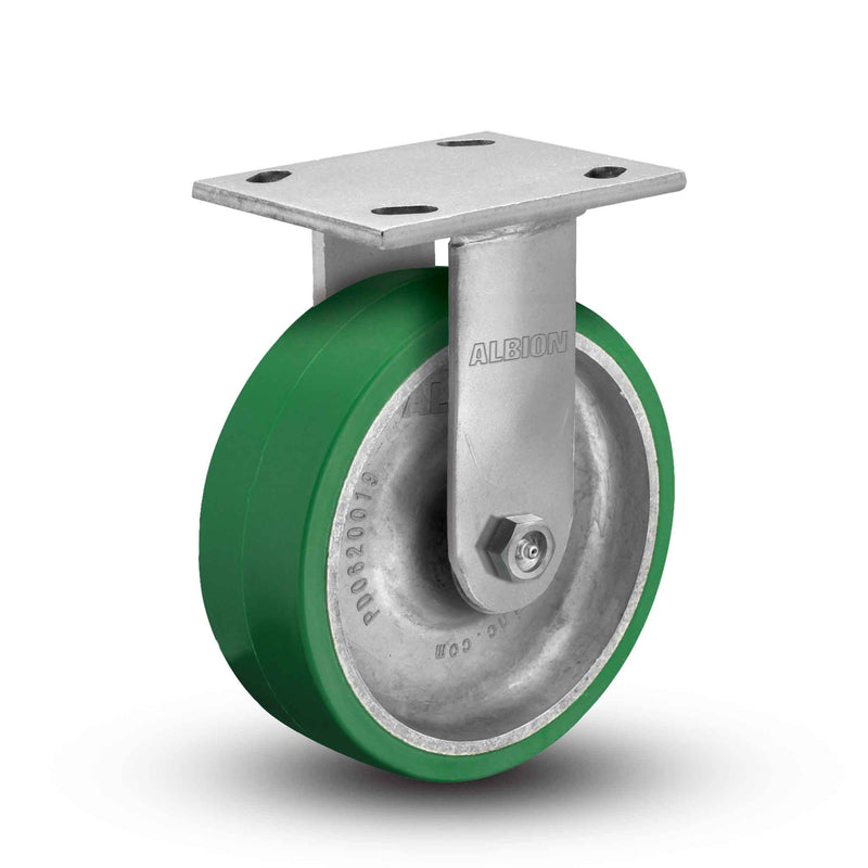 Main view of an Albion Casters 4" x 2" wide wheel Rigid caster with 4" x 4-1/2" top plate, without a brake, PD - Polyurethane (Aluminum Core) wheel and 700 lb. capacity part