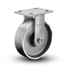 Main view of an Albion Casters 5" x 1.75" wide wheel Rigid caster with 4" x 4-1/2" top plate, without a brake, FS - Drop-Forged Steel wheel and 1500 lb. capacity part