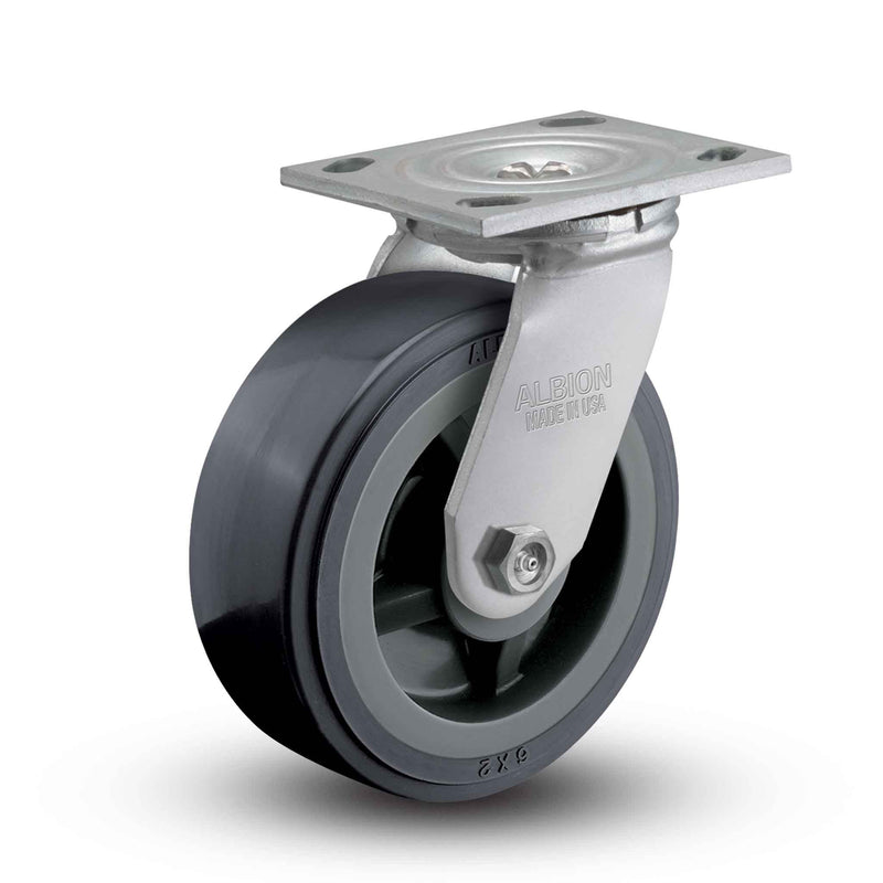 Main view of an Albion Casters 8" x 2" wide wheel Swivel caster with 4" x 4-1/2" top plate, without a brake, XA - Polyurethane (Polypropylene Core) wheel and 1000 lb. capacity part