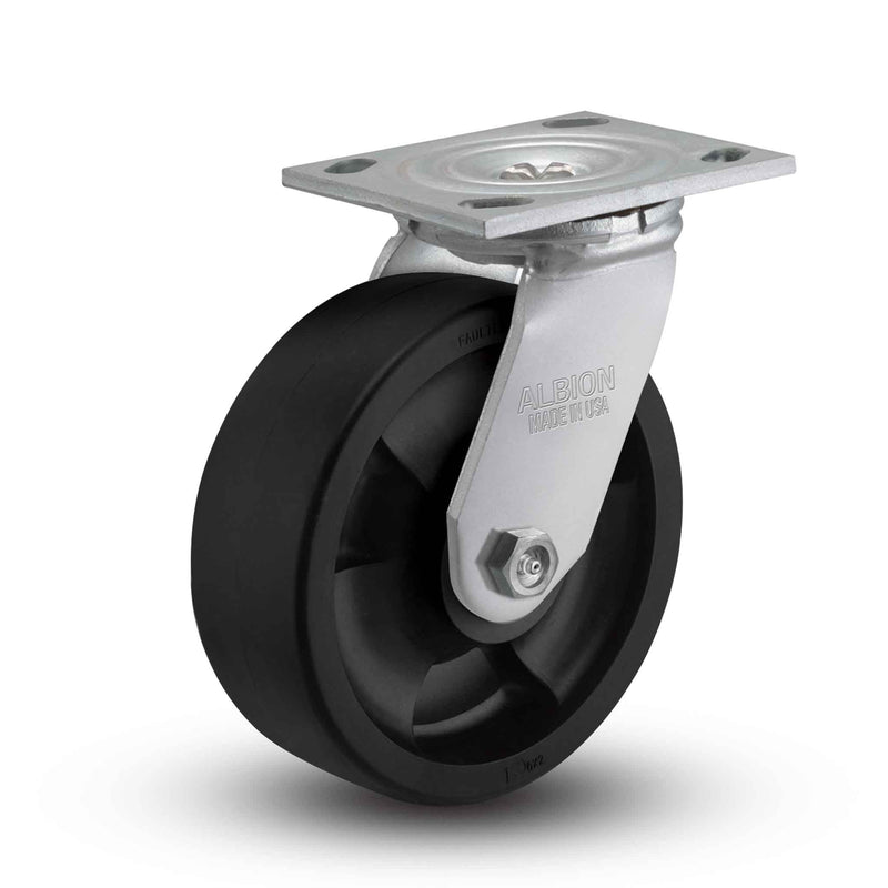 Main view of an Albion Casters 8" x 2" wide wheel Swivel caster with 4" x 4-1/2" top plate, without a brake, RT - Glass-Filled Polypropylene wheel and 1250 lb. capacity part