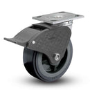 Main view of an Albion Casters 5" x 2" wide wheel Swivel caster with 4" x 4-1/2" top plate, with a top total locking brake, XA - Polyurethane (Polypropylene Core) wheel and 750 lb. capacity part