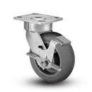 Main view of an Albion Casters 8" x 2" wide wheel Swivel caster with 4" x 4-1/2" top plate, with a side locking brake, XR - X-tra Soft Rubber (Round) wheel and 600 lb. capacity part