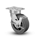 Main view of an Albion Casters 6" x 2" wide wheel Swivel caster with 4" x 4-1/2" top plate, with a side locking brake, XS - X-tra Soft Rubber (Flat) wheel and 600 lb. capacity part