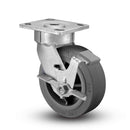 Main view of an Albion Casters 8" x 2" wide wheel Swivel caster with 4" x 4-1/2" top plate, with a side locking brake, XS - X-tra Soft Rubber (Flat) wheel and 675 lb. capacity part