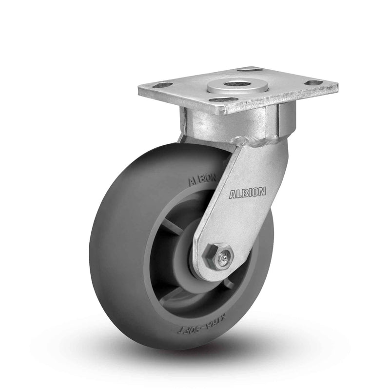 Main view of an Albion Casters 6" x 2" wide wheel Swivel caster with 4" x 4-1/2" top plate, without a brake, XR - X-tra Soft Rubber (Round) wheel and 450 lb. capacity part