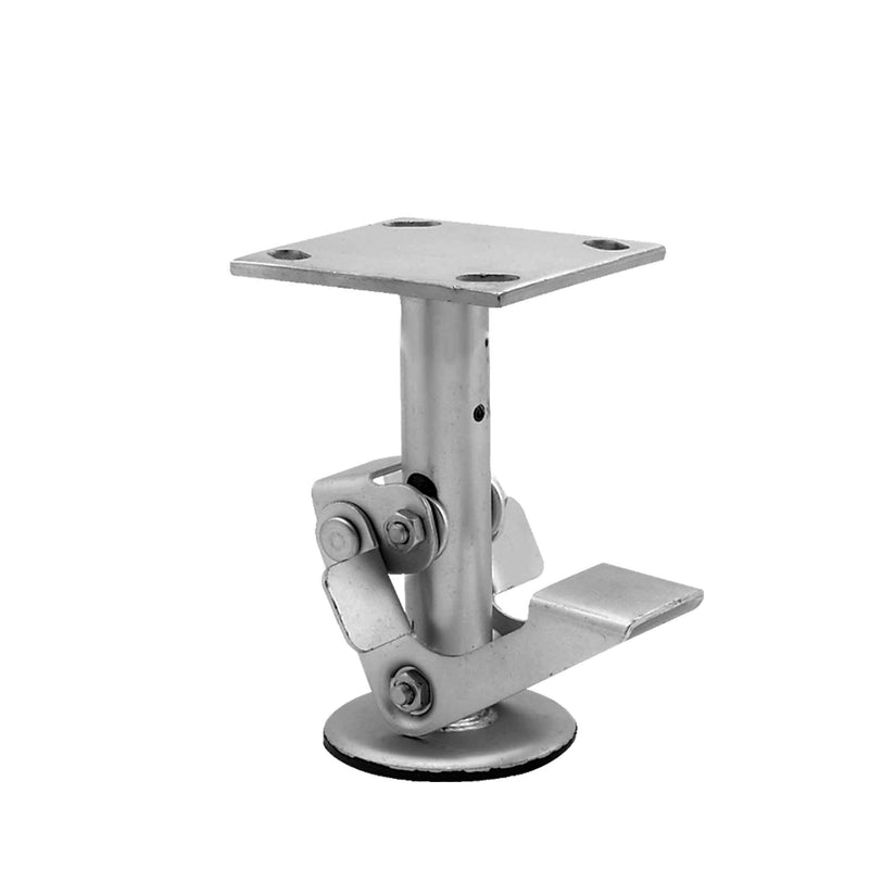 Main view of an Albion Casters Floor Locks Use with 5.625" high casters with 4" x 4-1/2" top plate and Use on level surfaces it is Non-skid rubber pad under part