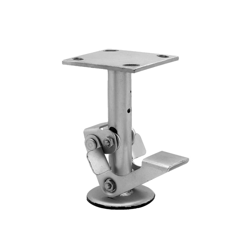 Main view of an Albion Casters Floor Locks Use with 6.5" high casters with 4" x 4-1/2" top plate and Use on level surfaces it is Non-skid rubber pad under part