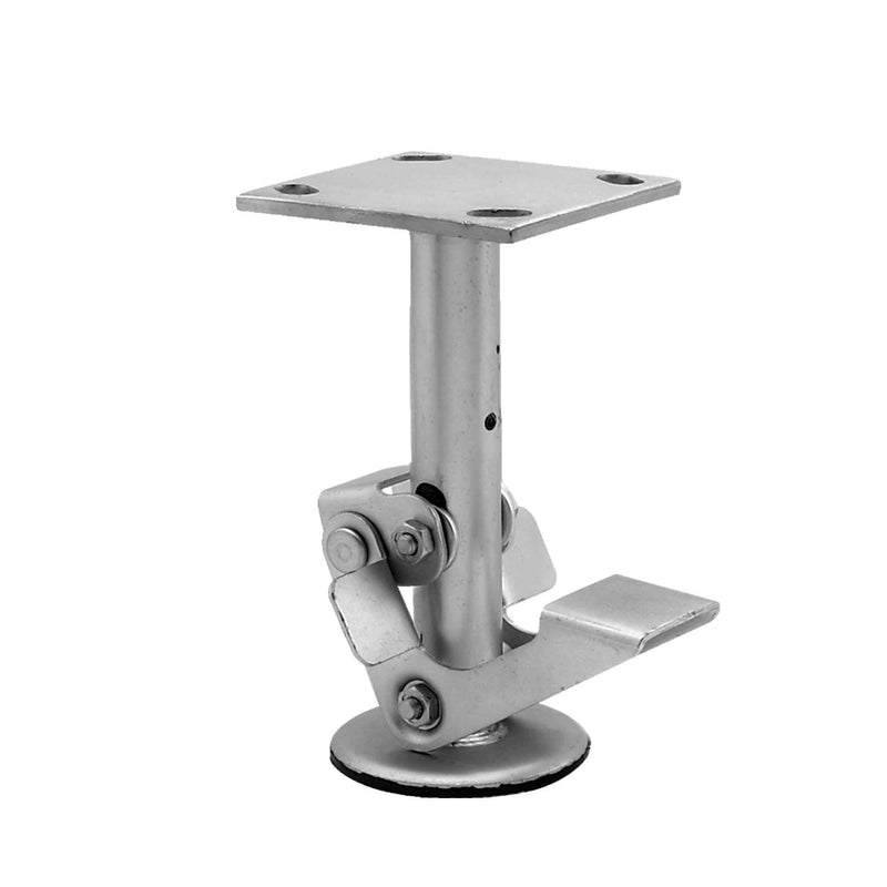 Main view of an Albion Casters Floor Locks Use with 7.5" high casters with 4" x 4-1/2" top plate and Use on level surfaces it is Non-skid rubber pad under part
