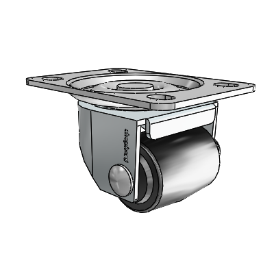 1.4375" Low-Profile Polyolefin Caster with 2-5/8"x3-3/4" Plate