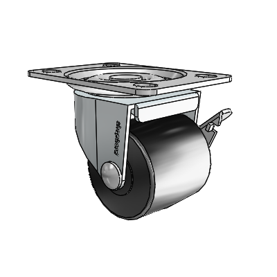 2" Low-Profile Polyolefin Locking Caster with 2-5/8"x3-3/4" Plate