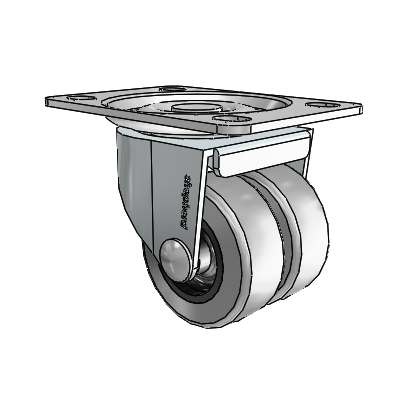 2" Low-Profile TPR Caster with 2-5/8"x3-3/4" Plate