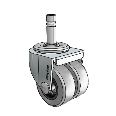 2" Low-Profile TPR Caster with 7/16"x1-3/8" Brass Band