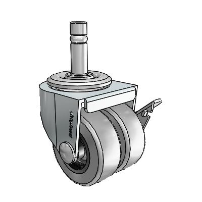 2" Low-Profile TPR Locking Caster with 7/16"x1-3/8" Brass Band