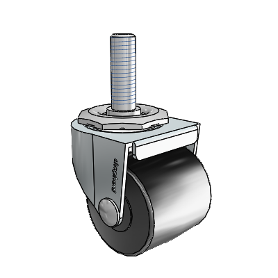2" Low-Profile Polyolefin Caster with 1/2"x1.5" Thread