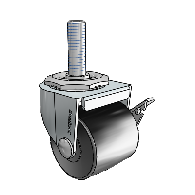 2" Low-Profile Polyolefin Locking Caster with 1/2"x1.5" Thread