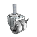 2" Low-Profile TPR Locking Caster with 1/2"x1.5" Thread