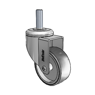 Chrome 3"x1.25" TPR Medical Caster with 1/2"-13NCx1-1/2" Thread