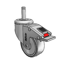 Chrome 3"x1.25" TPR Medical Caster with Total Lock and 7/16"x1-7/16" Grip Ring