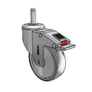 Chrome 4"x1.25" TPR Medical Caster with Total Lock and 7/16"x1-7/16" Grip Ring