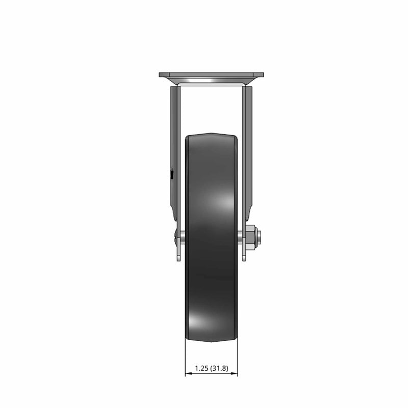 5"x1.25" Chrome Rigid Plate Caster with Non-Marking Quiet TPR Wheel