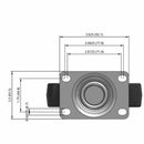 5"x1.25" Chrome Rigid Plate Caster with Non-Marking Quiet TPR Wheel
