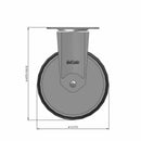 5"x1.25" Chrome Rigid Plate Caster with Non-Marking Quiet TPR Wheel