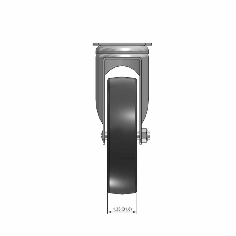 5"x1.25" Chrome Swivel Plate Caster with Non-Marking Quiet TPR Wheel