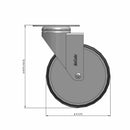 5"x1.25" Chrome Swivel Plate Caster with Non-Marking Quiet TPR Wheel