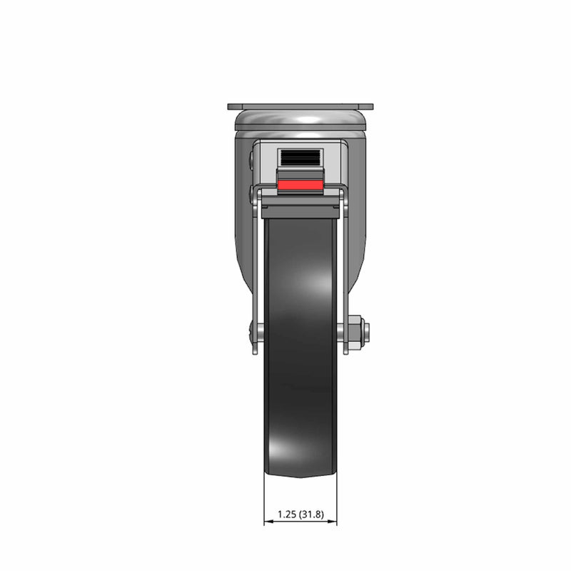 5"x1.25" Chrome Total Lock Plate Caster with Non-Marking TPR Wheel